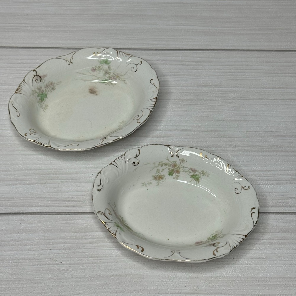 Alfred Meakin Royal Semi-Porcelain 2 Floral Oval Bowls Ironstone England Antique